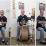 Three Peter Lau drum kits
